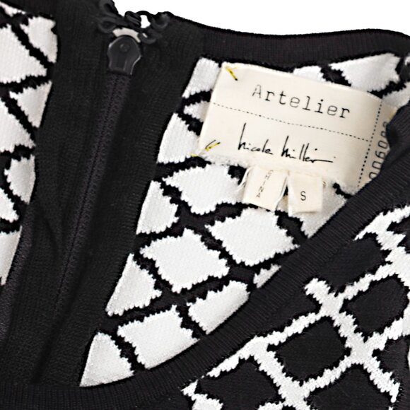 Nicole Miller Artelier Black & White Peplum Double Knit Tank Top Small - Picture 10 of 11